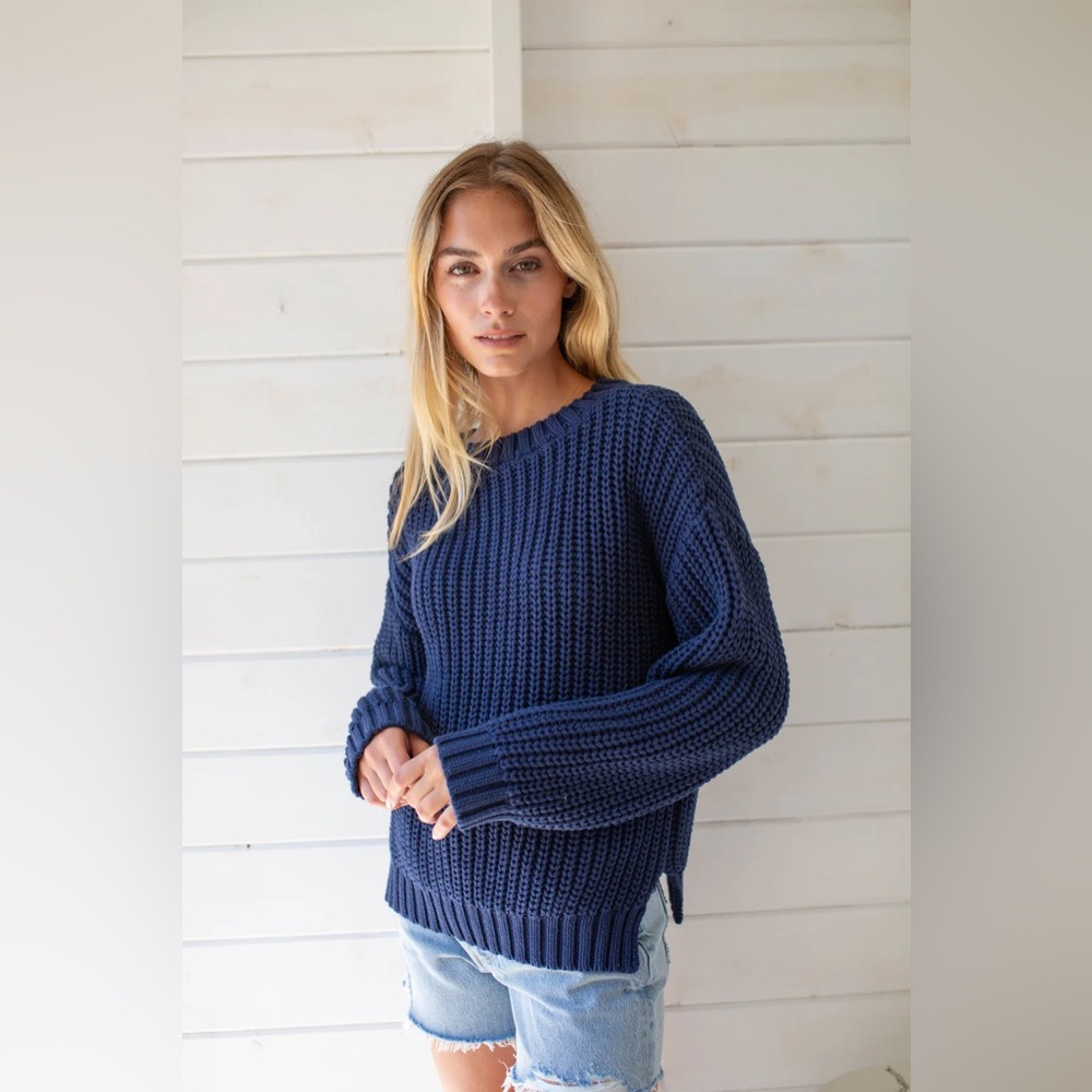 Marea Classic Navy Crewneck Sweater - Women's Crew & Scoop Neck
